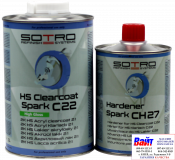T032210, SOTRO, SOTRO HS Acryl Clearcoat Spark C22, Двухкомпонентный бесцветный акриловый лак с высоким содержанием сухого остатка(HS - High Solid), 1л. + нормальный отвердитель (T032705)