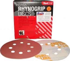 Купити Абразивний диск для сухого шліфування INDASA RHYNOGRIP RED LINE (Червона лінія), діаметр 125 мм, 8 отворів, P400 - Vait.ua